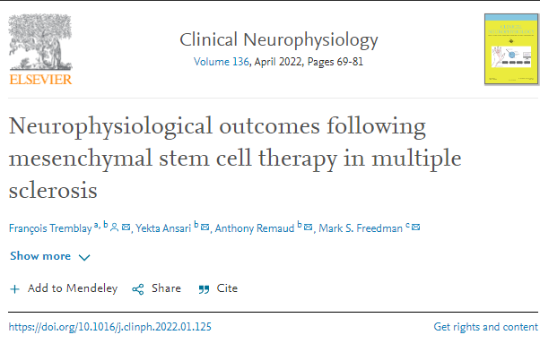 間充質(zhì)干細胞治療多發(fā)性硬化癥后的神經(jīng)生理學(xué)結(jié)果