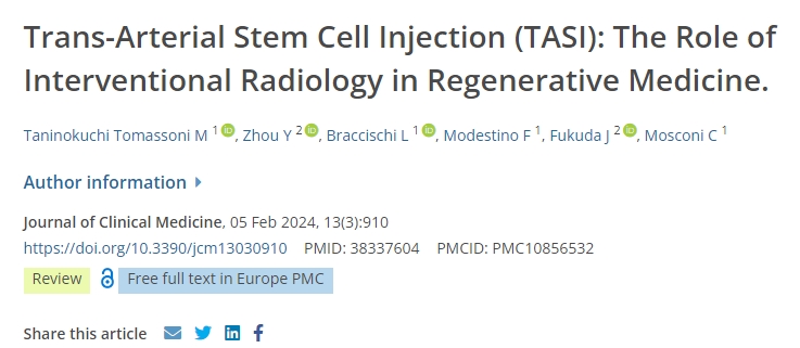 經(jīng)動脈干細胞注射（TASI）：介入放射學在再生醫(yī)學中的作用