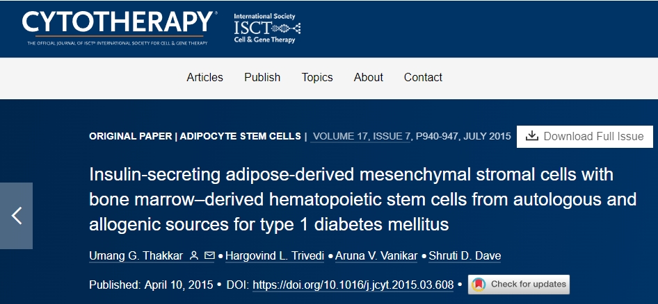 胰島素分泌脂肪間充質(zhì)基質(zhì)細胞與自體和異體來源的骨髓造血干細胞治療 1 型糖尿病