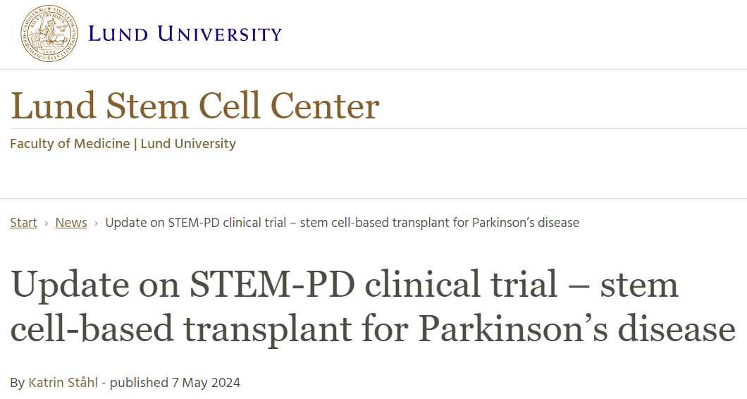 STEM-PD 臨床試驗的最新進展——基于干細胞的帕金森病移植