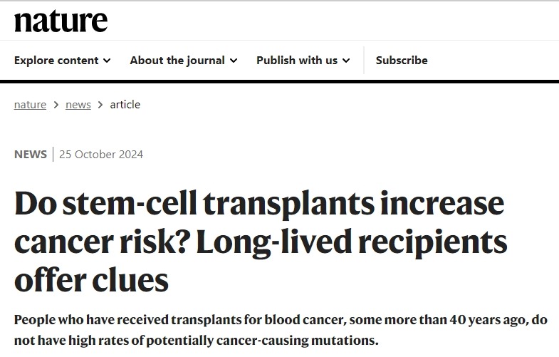 干細(xì)胞移植會(huì)增加癌癥風(fēng)險(xiǎn)嗎？長(zhǎng)壽接受者提供線索