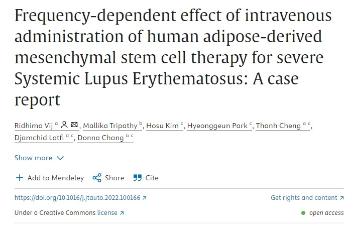 靜脈注射人類脂肪間充質(zhì)干細(xì)胞治療重度系統(tǒng)性紅斑狼瘡的頻率依賴性效應(yīng)：病例報告
