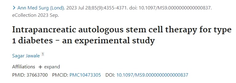 胰腺內(nèi)自體干細胞治療1型糖尿病——一項實驗研究