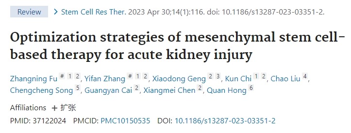 間充質(zhì)干細胞治療急性腎損傷的優(yōu)化策略