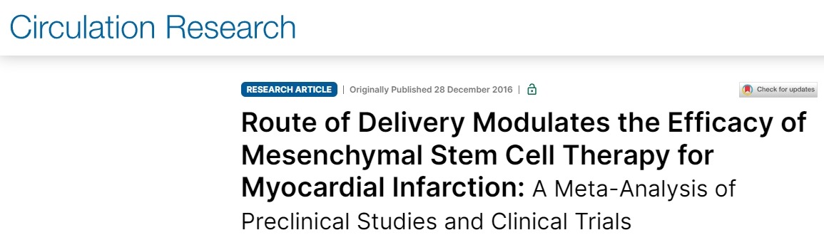 間充質(zhì)干細(xì)胞治療心肌梗死的療效受給藥途徑的影響：臨床前研究與臨床試驗(yàn)的分析