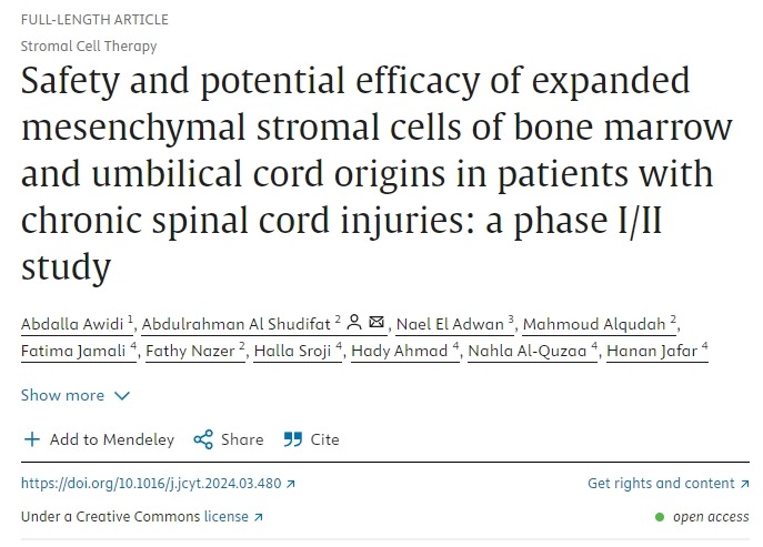 骨髓和臍帶來源的擴增間充質基質細胞對慢性脊髓損傷患者的安全性和潛在療效