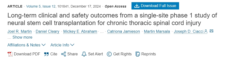 神經干細胞移植治療慢性胸椎脊髓損傷的單中心 I 期臨床研究的長期臨床和安全性結果