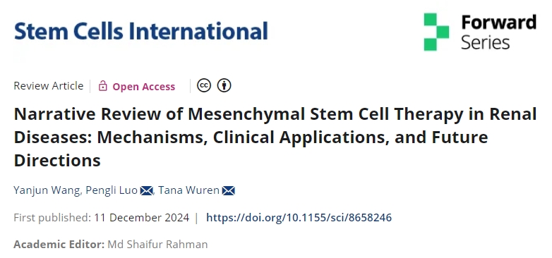 最新綜述：干細胞治療腎臟疾病的機制、臨床應(yīng)用和未來方向