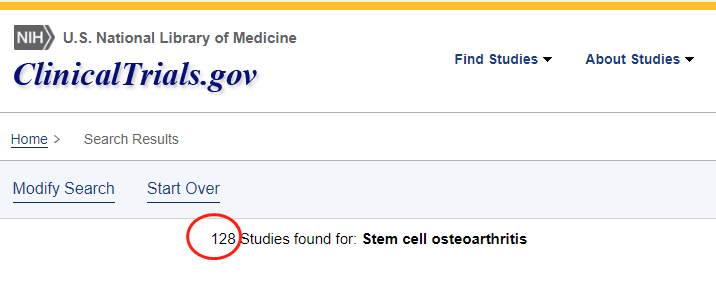 干細(xì)胞治療骨關(guān)節(jié)炎療法的臨床試驗(yàn)數(shù)量