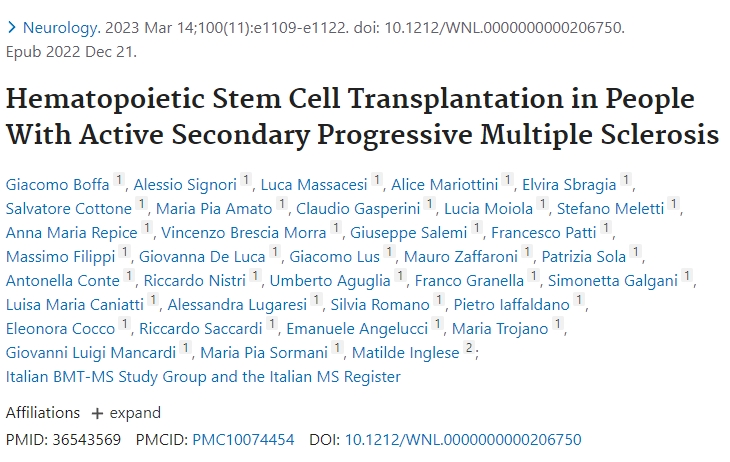 神經(jīng)病學(xué)：活動性繼發(fā)性進行性多發(fā)性硬化癥患者的造血干細胞移植
