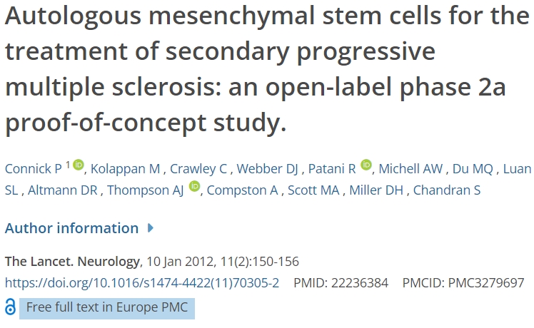 自體間充質(zhì)干細(xì)胞治療繼發(fā)性進(jìn)行性多發(fā)性硬化癥：一項(xiàng)開(kāi)放標(biāo)簽2a期概念驗(yàn)證研究