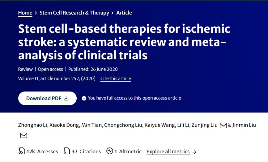 基于干細(xì)胞的缺血性中風(fēng)治療：臨床試驗(yàn)的系統(tǒng)評(píng)價(jià)和薈萃分析