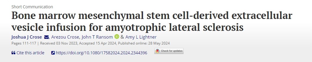骨髓間充質(zhì)干細(xì)胞來源的細(xì)胞外囊泡輸注治療肌萎縮側(cè)索硬化癥